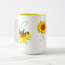 Einzigartige Sonnenblumencoffee-Tasse (Name, Monog