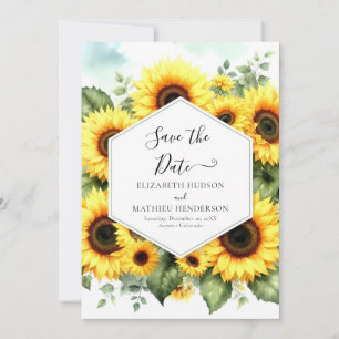 Einzigartige Sonnenblumenhochzeit Save The Date