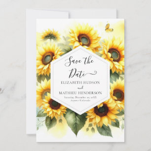 Einzigartige Sonnenblumenhochzeit Save The Date