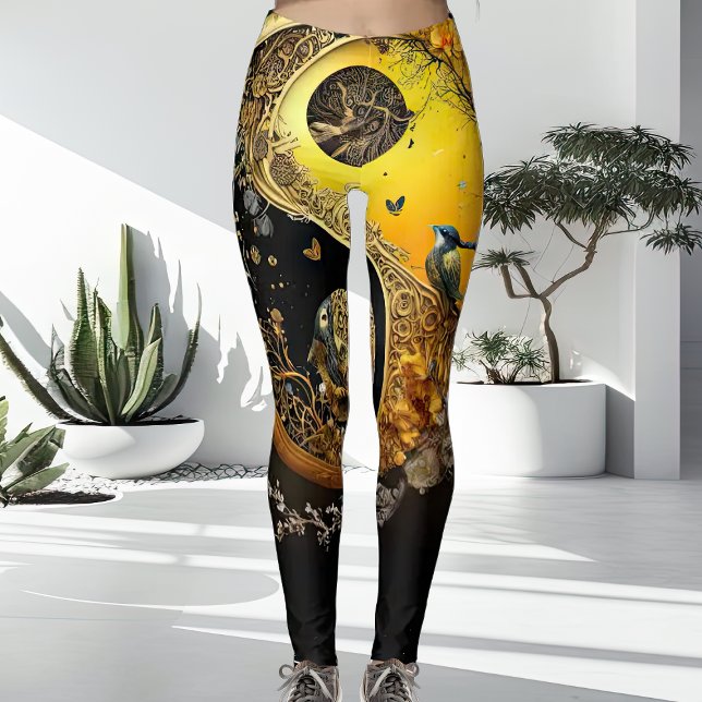 Einzigartige Spirituelle Gelbe und Schwarze Ladys Leggings (Von Creator hochgeladen)