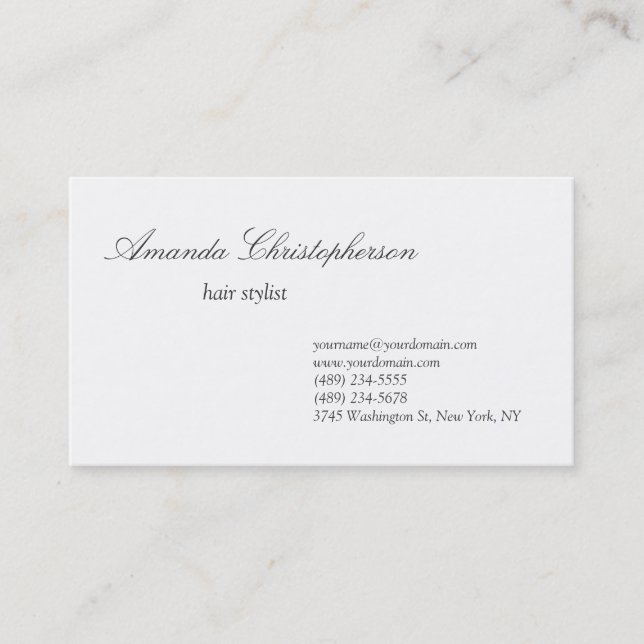 Einzigartige Standard White Hair Stylist Business  Visitenkarte (Vorderseite)