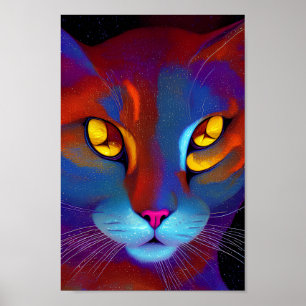 Einzigartige Starry Cat Illustration Kunst-Downloa Poster