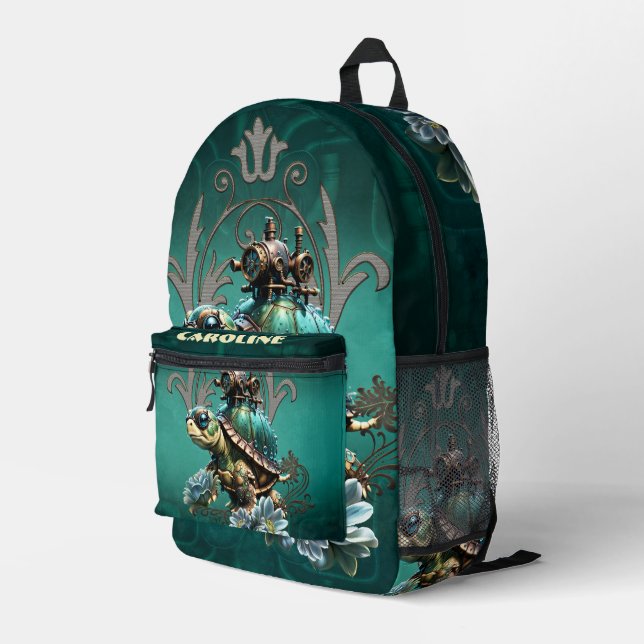 Einzigartige Steampunkturte. Bedruckter Rucksack (Rückseitige Ecke Rechts)