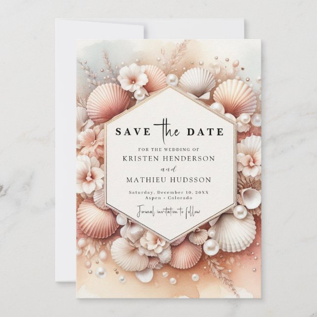 Einzigartige Strandhochzeit Save The Date (Vorderseite)