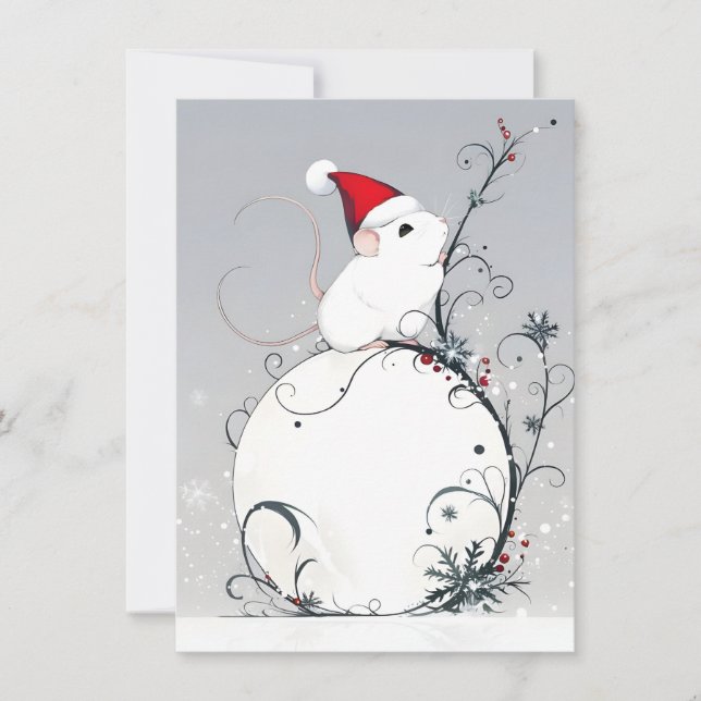 Einzigartige süße Maus Weihnachtskarten Feiertagskarte (Vorderseite)