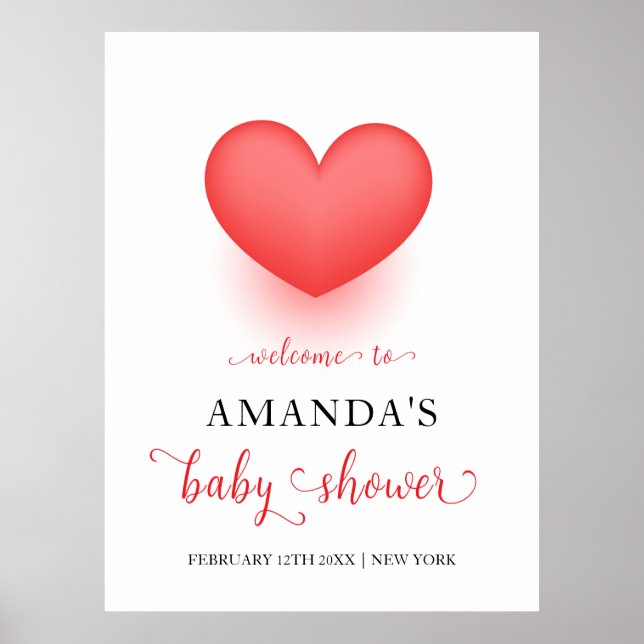 Einzigartige Sweetheart Valentine Baby Dusche Will Poster (Vorne)