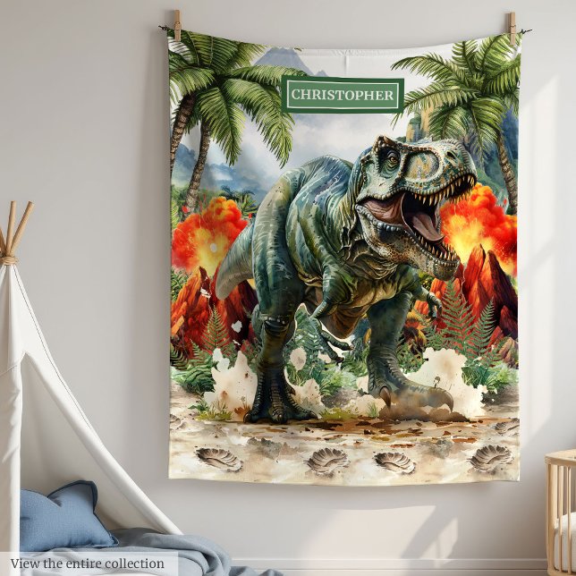 Einzigartige T-Rex Blanket-Boys mit Personalisiert Fleecedecke (Unique T-Rex Blanket Personalized Name Boys)