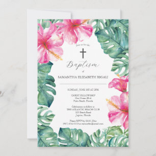 Einzigartige Taufeinladungen Tropische Blume Einladung
