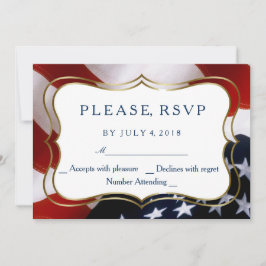 Einzigartige, trendige US-Flagge mit Hochzeitsszen RSVP Karte