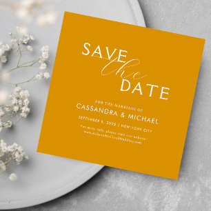Einzigartige trendy Yellow Mustard Typografy Weddi Save The Date