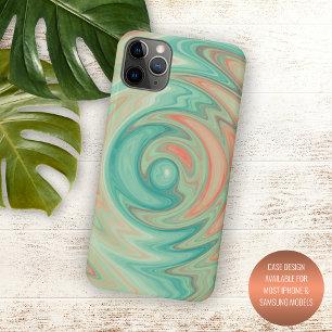 Einzigartige Türkis Grün Teal Blau Orange Wirbel K Case-Mate iPhone Hülle