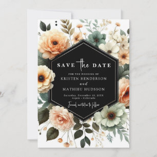 Einzigartige Typografie Peach Wedding Save The Date