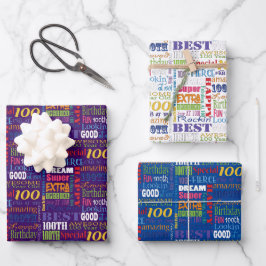 Einzigartige und besondere 100. Geburtstagsgeschen Geschenkpapier Set