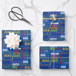 Einzigartige und besondere 100. Geburtstagsgeschen Geschenkpapier Set