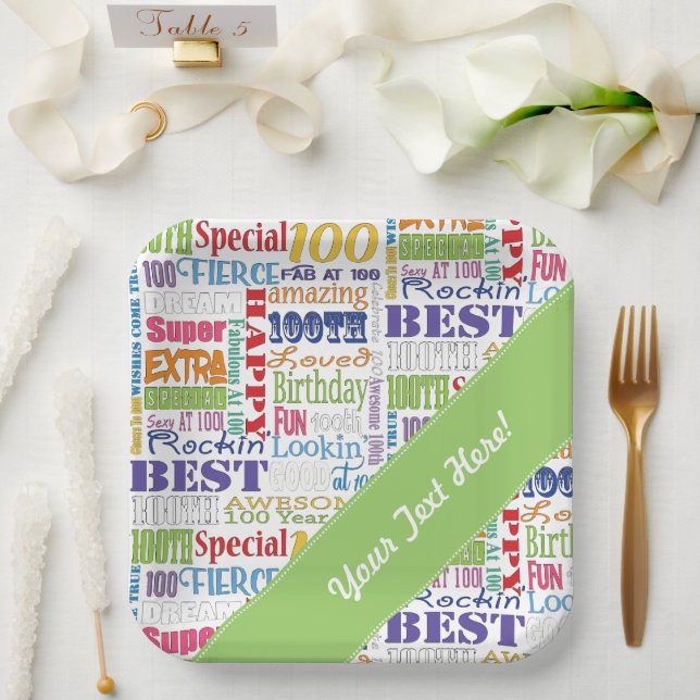 Einzigartige und besondere 100. Geburtstagsgeschen Pappteller (Hochzeit)