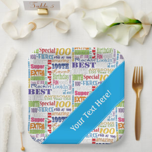 Einzigartige und besondere 100. Geburtstagsgeschen Pappteller