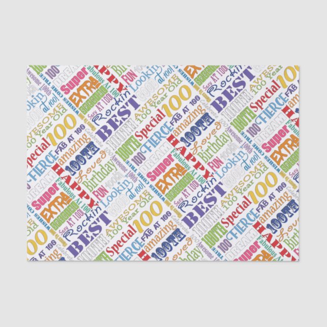 Einzigartige und besondere 100. Geburtstagsgeschen Seidenpapier (Vorderseite)