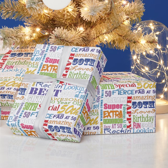 Einzigartige und besondere 50. Geburtstagsgeschenk Geschenkpapier (Feiertage)