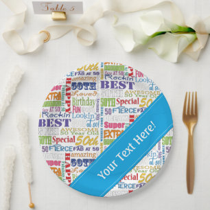 Einzigartige und besondere 50. Geburtstagsgeschenk Pappteller