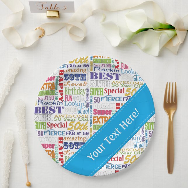 Einzigartige und besondere 50. Geburtstagsgeschenk Pappteller (Hochzeit)