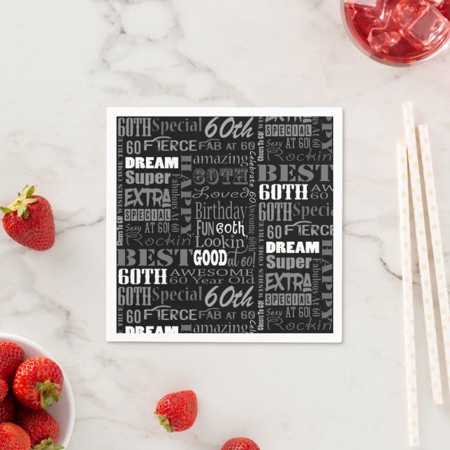 Einzigartige und besondere 60. Geburtstagsgeschenk Serviette (Beispiel)