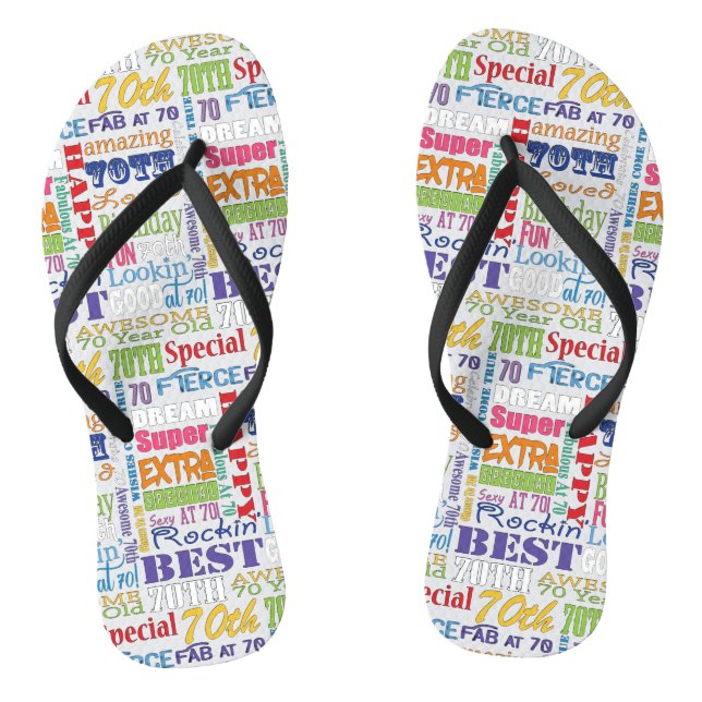 Einzigartige und besondere 70. Geburtstagsgeschenk Flip Flops (Fußbett)