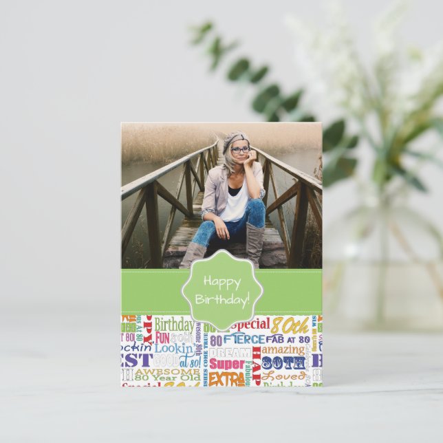 Einzigartige und besondere 80. Geburtstagsgeschenk Einladungspostkarte (Stehend Vorderseite)