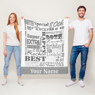 Einzigartige und besondere 80. Geburtstagsgeschenk Fleecedecke