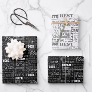 Einzigartige und besondere 80. Geburtstagsgeschenk Geschenkpapier Set