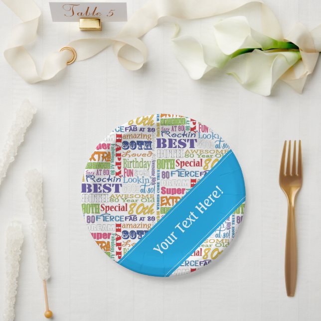 Einzigartige und besondere 80. Geburtstagsgeschenk Pappteller (Hochzeit)