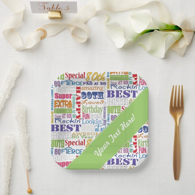 Einzigartige und besondere 80. Geburtstagsgeschenk Pappteller (Hochzeit)