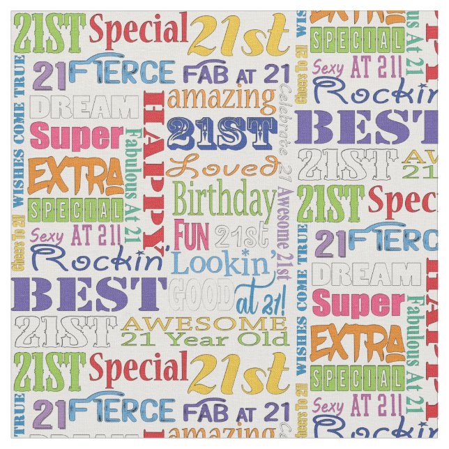 Einzigartige und besondere Geschenke zum 21. Gebur Stoff (Nahaufnahme)