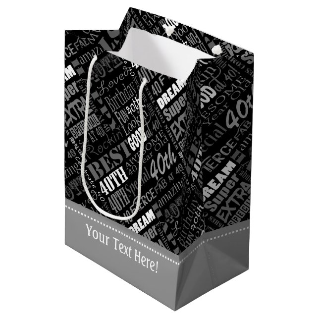 Einzigartige und besondere Geschenke zum 40. Gebur Mittlere Geschenktüte (Vorderseite Schrägansicht)