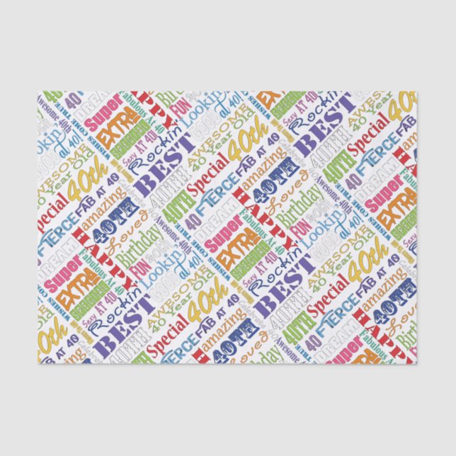 Einzigartige und besondere Geschenke zum 40. Gebur Seidenpapier (Vorderseite)