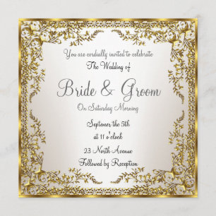 Einzigartige und elegante goldene Sepia-Hochzeitse Einladung