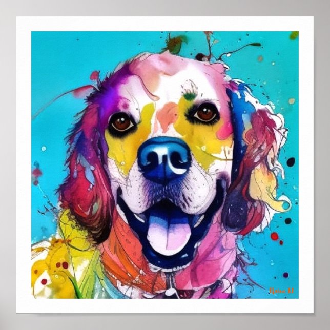 Einzigartige und farbenfrohe Goldene Retriever Spl Poster (Vorne)