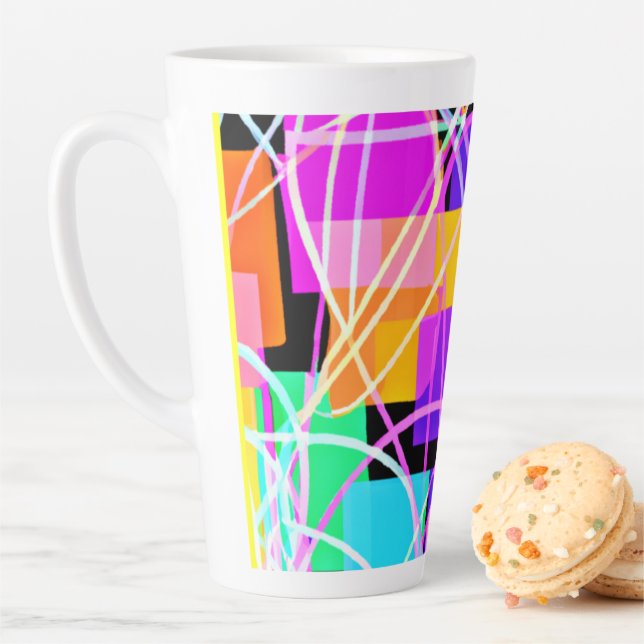 Einzigartige und farbenfrohe Neonmuster Kunst Milchtasse (Beispiel)