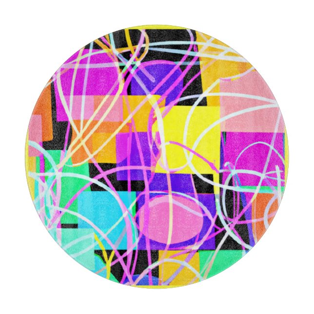 Einzigartige und farbenfrohe Neonmuster Kunst Schneidebrett (Vorderseite)