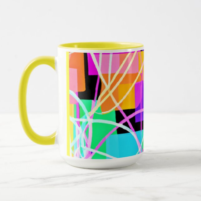 Einzigartige und farbenfrohe Neonmuster Kunst Tasse (Links)