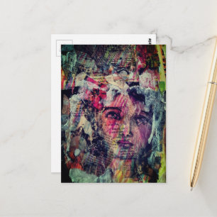 Einzigartige und farbenfrohe Vintage-Gesicht-Mixed Postkarte