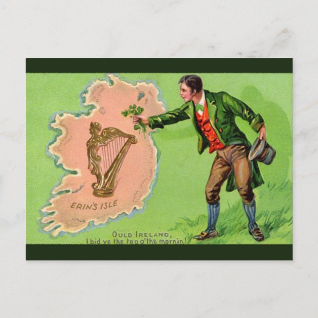 Einzigartige Vintage Abbildung - Insel Erin Postkarte (Vorderseite)