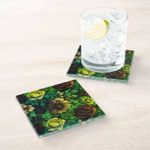 Einzigartige Vintage-Blumenmuster Glasuntersetzer