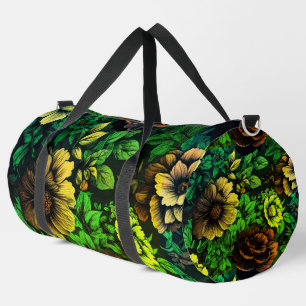 Einzigartige Vintage-Blumenprint Grün Duffle Bag