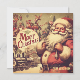 Einzigartige Vintage Retro-Abbildung Santa Claus Feiertagskarte