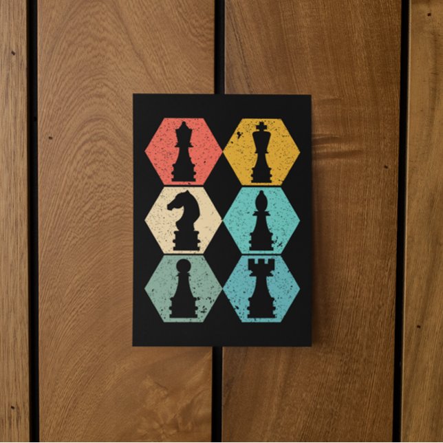 Einzigartige Vintage Schachpartien Sonnenuntergang Postkarte (vintage chess pieces sunset postcard)