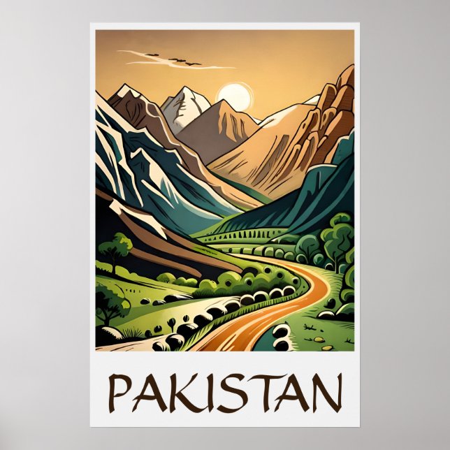 Einzigartige Vintage Style Illustration Pakistan P Poster (Vorne)