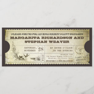 einzigartige Vintage-Ticket-Hochzeits-Einladungen Einladung
