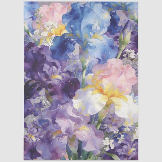 Einzigartige Wasserfarbe Blumen Möbel Decoupage Seidenpapier (Vorderseite)
