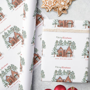 Einzigartige Wasserfarbe Nordischer Weihnachtsbaum Geschenkpapier