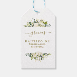 Einzigartige Wasserfarben Weiße Blume Spanisch Bau Geschenkanhänger